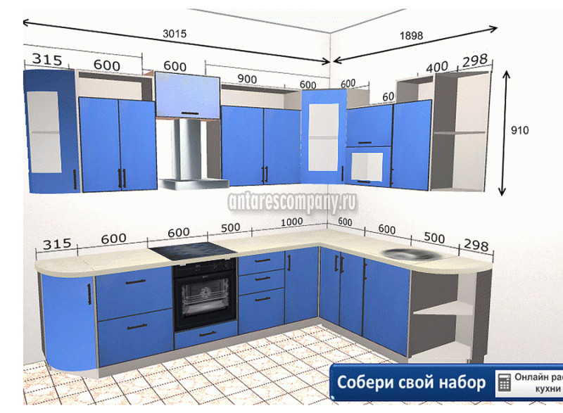 Кухня Палермо - длина 2,92 м, ширина 1,92 м Кухня Палермо - длина 2,92 м, ширина 1,92 м